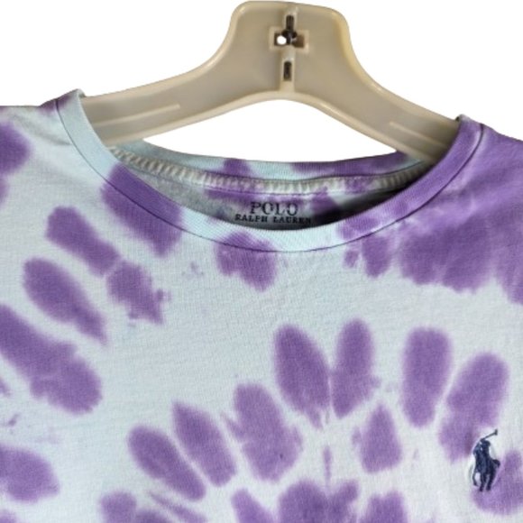 Polo Ralph Lauren Shirt Size L Blue/Purple Tie Dye Long Sleeve Casual Crew Men's - Picture 3 of 13